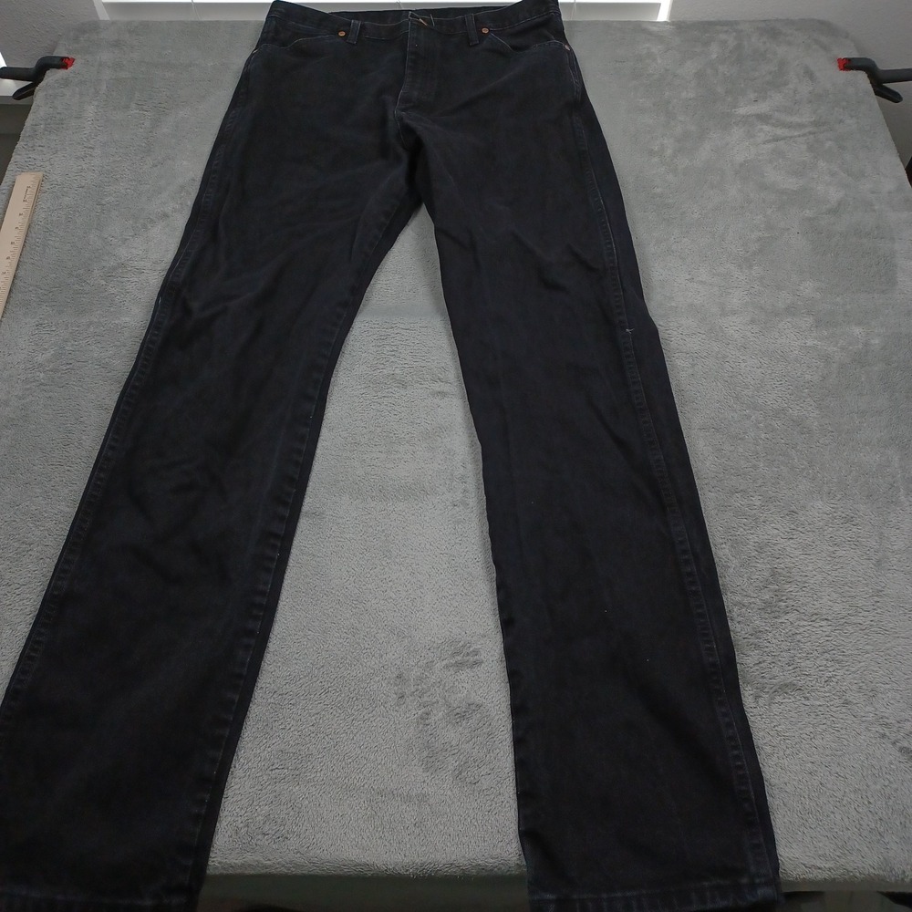 Wrangler Jeans Mens 36x38 Black Denim Workwear Cowboy Cut Western